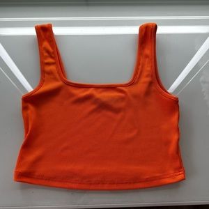 Bright Orange Ribbed Tank Crop top